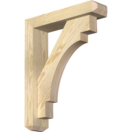 Ekena Millwork Merced Craftsman Rough Sawn Bracket w/ Offset Brace, Douglas Fir, 4"W x 16"D x 20"H BKT0402X16X20MRC04RDF